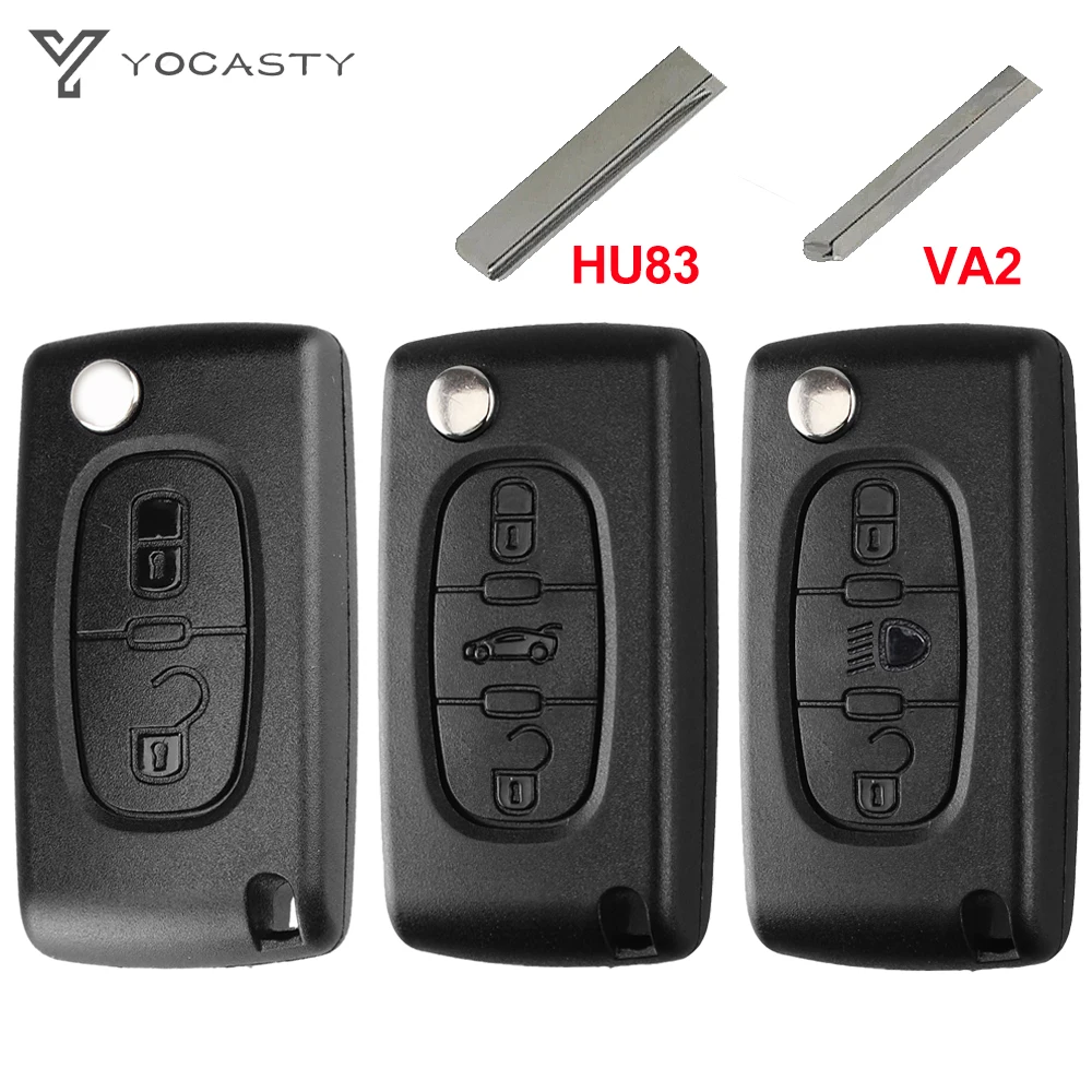 Flip Remote Car Key Shell For Citroen C2-C6 Xsara Berlingo For Peugeot 207-807 HU83 VA2