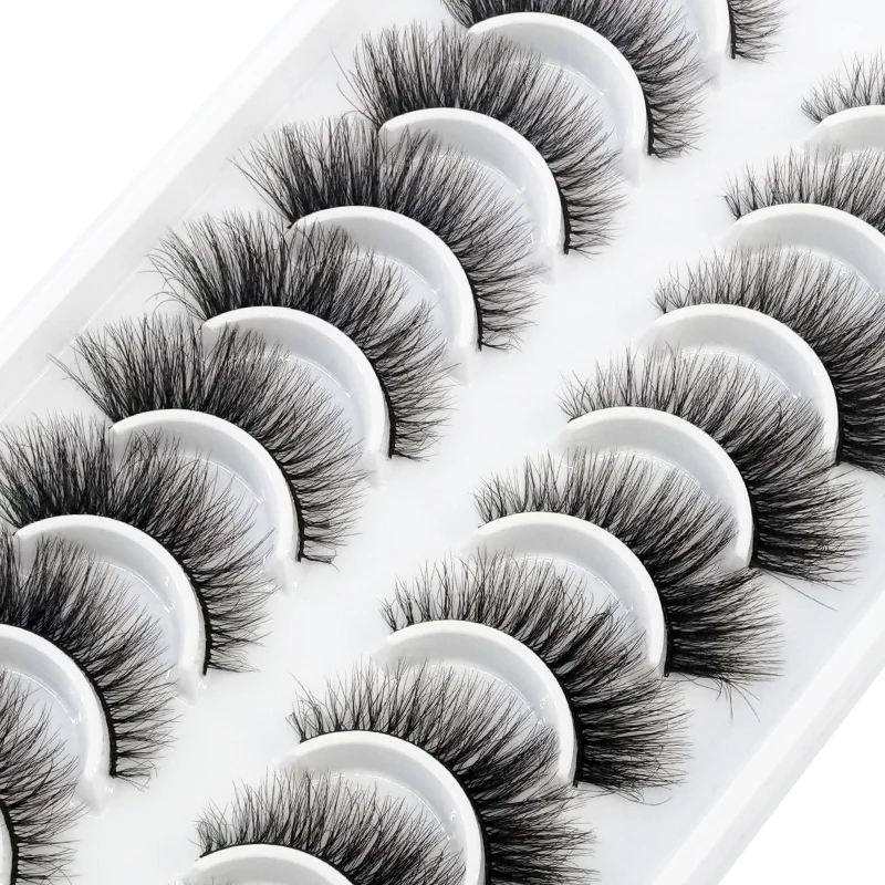 Nowy 10Pairs 3D Faux Mink sztuczne rzęsy naturalne Messy sztuczne rzęsy krzyżowe puszyste przedłużki do rzęs makijaż rzęsy narzędzia