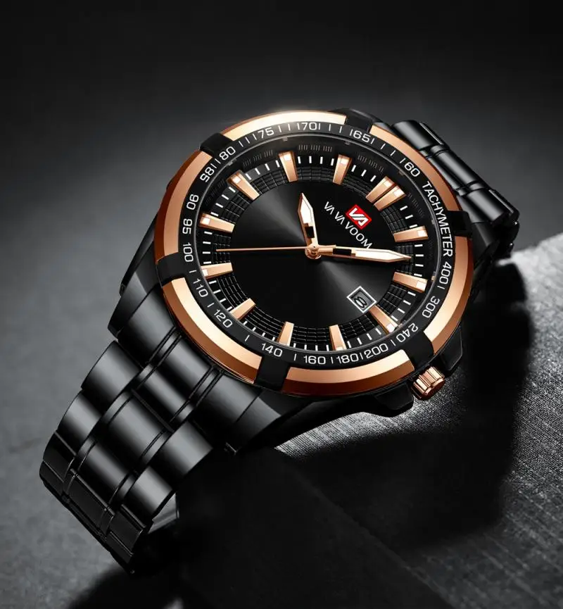 Top Brand Men Watches Stainless Steel Band 30M Waterproof Business Men Quartz Watch Date Wristwatches Relogio Masculino