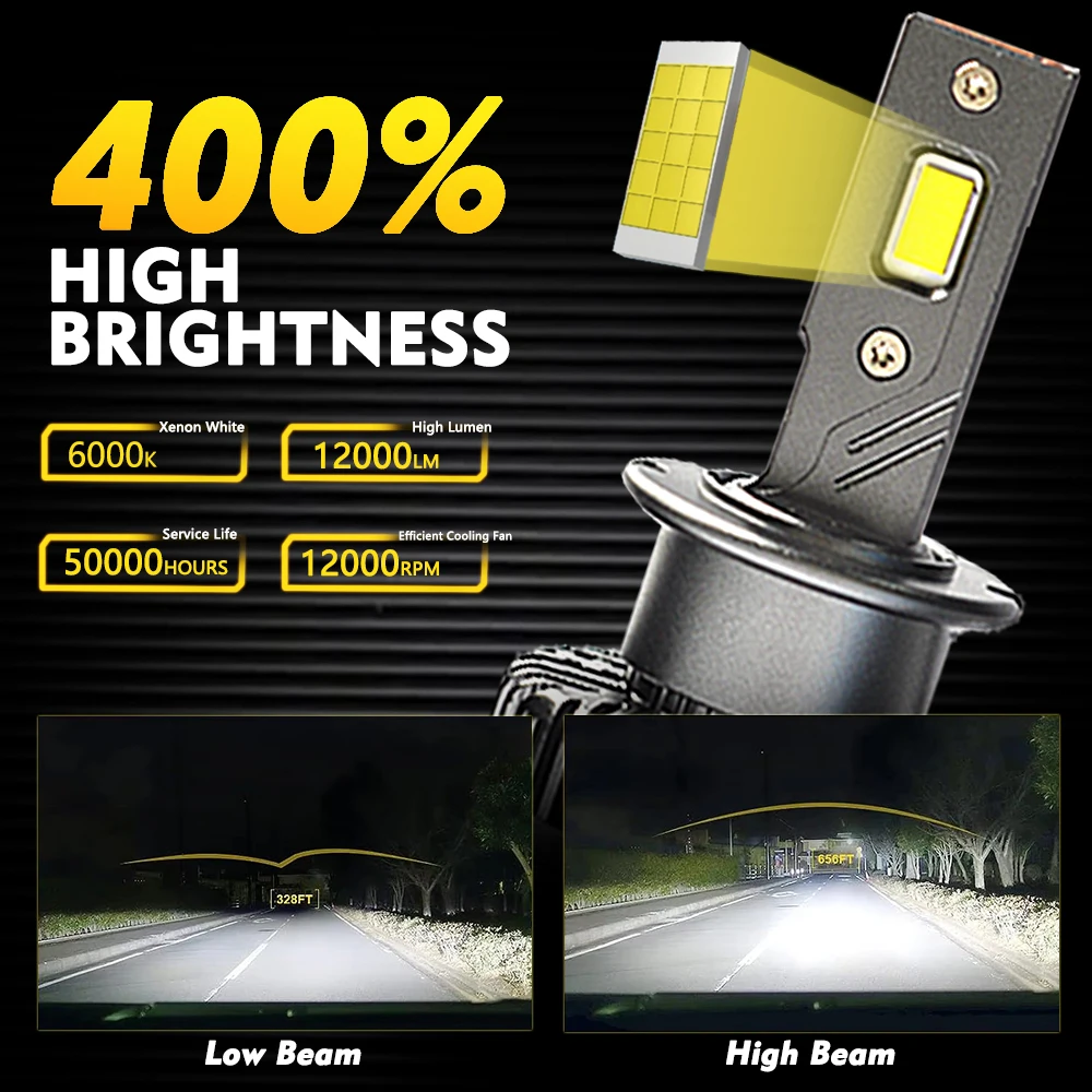 D2S/D2R LED Headlight Bulbs D2C Led 6000K Compatible For 11-19 Infiniti JX 35 QX 56 60 80 Xenon HID Replacement Lights Plug&Play