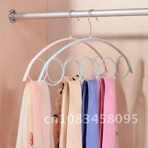 

1pcs Scarf Wraps Shawl Storage Hanger Ring Ties Hanger Belt Rack 5Hole Ring Rope Slots Holder Hook Scarves Organizer