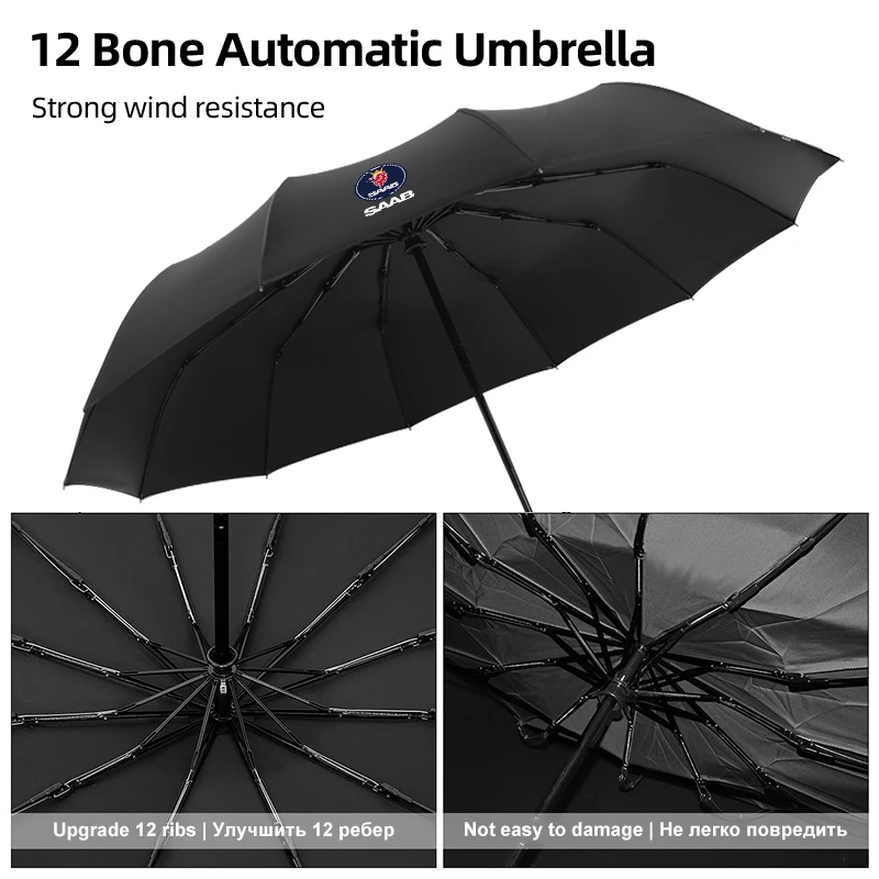12 Bone Car Automatic Business Folding Umbrella Accessories For SAAB Turbo X Monster 9-2X GT750 92 Sweden Decal