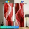 2pcs Red Wind Printed Curtain for Home Decor - Rod Pocket Window Treatment for Bedroom, Office, Kitchen, Living Room, and Study 3