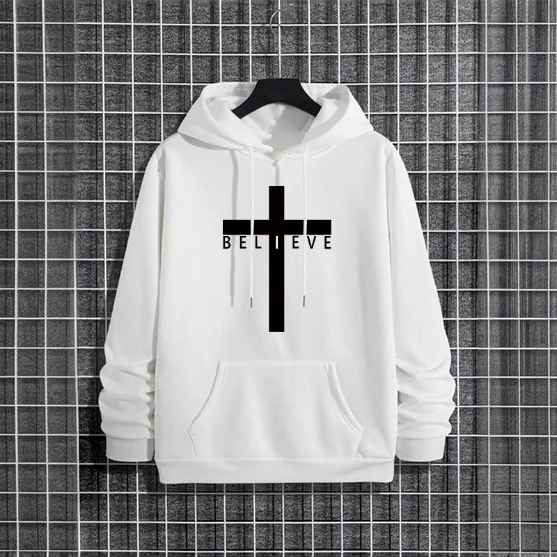 Jesus Cross Hoodie - Men's Urban Fashion Fleece Hoodie | Autumn Winter Casual Wear