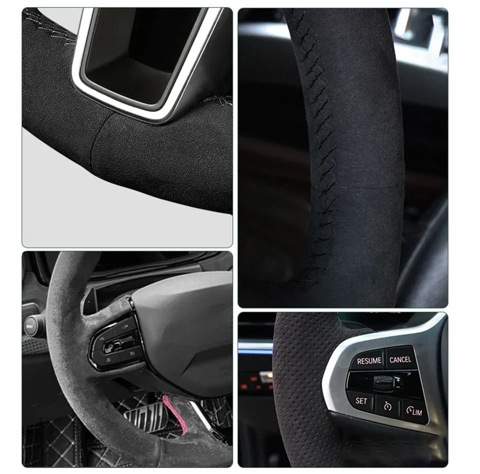 Maßgefertigter Lenkradbezug aus Wildleder für Opel Astra, K Corsa E, Karl, Crossland X, Grandland, Insignia, Zafira – Detail 2