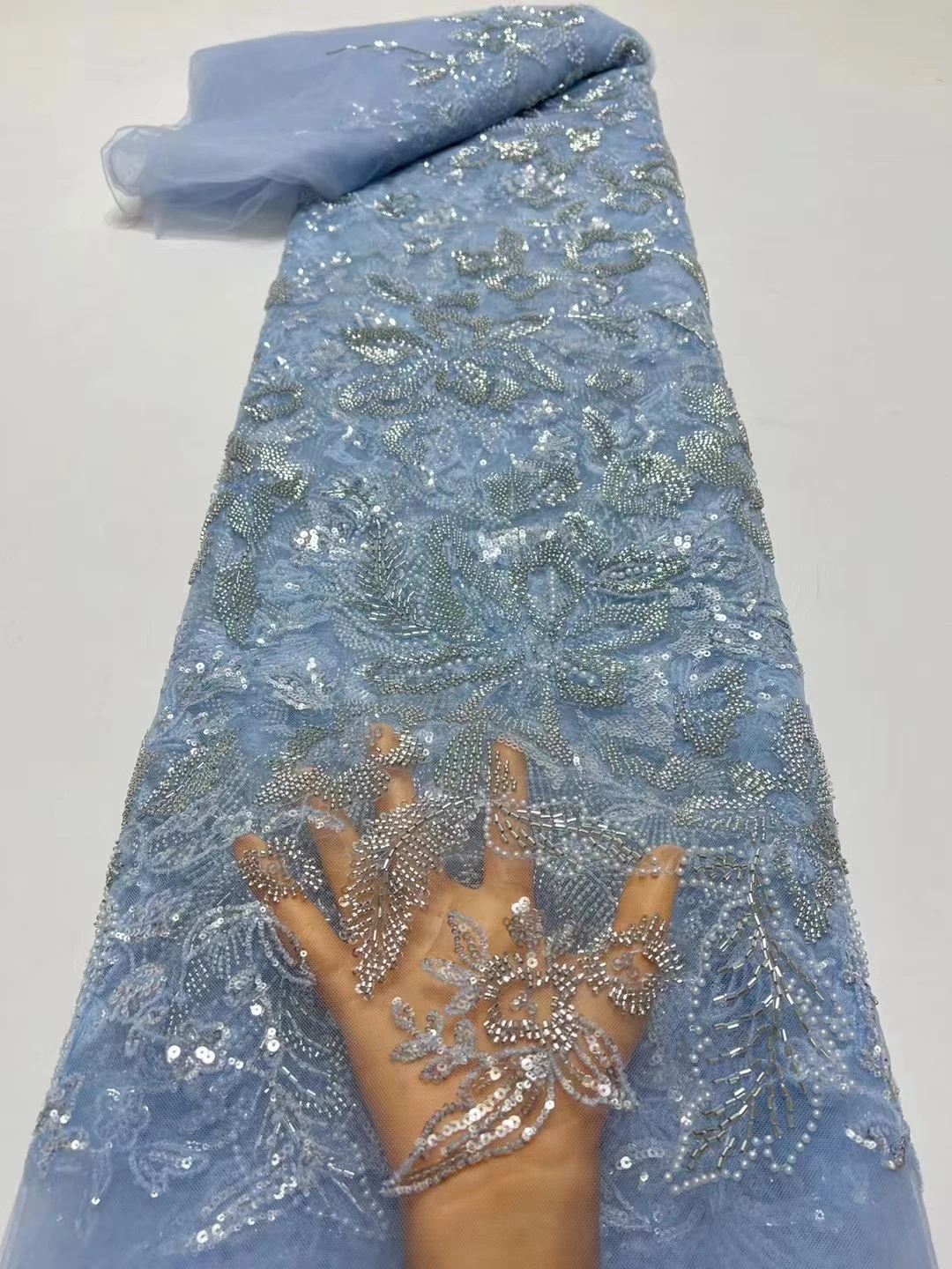 

Новейшие темно-синие африканские бусины ручной работы, кружева, ткани высокого качества, нигерийская Яркая Ткань для детской одежды, HX