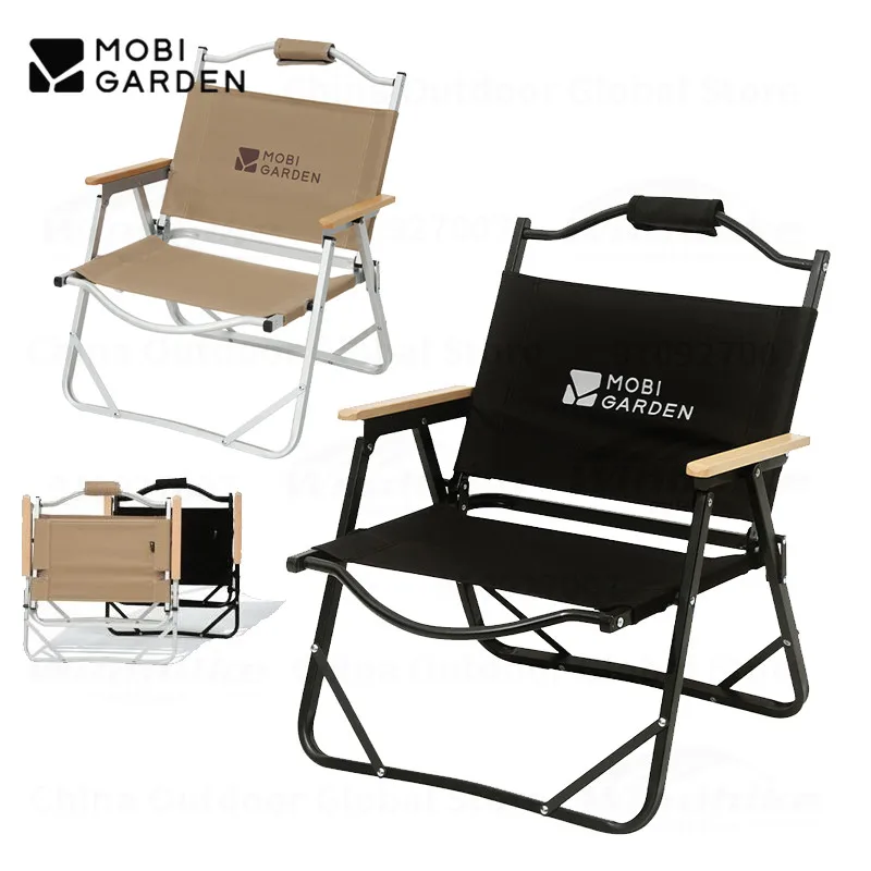 

MOBI GARDEN PRO Camping Fishing Folding Chair Portable Outdoor Backrest Lightweight Aluminum Furniture Supplies Stable handrail