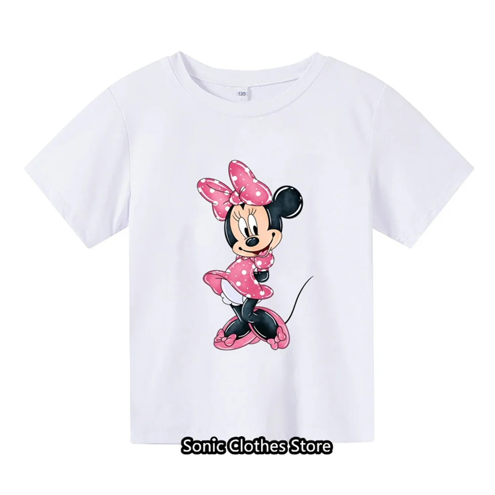 

Summer New Minnie Mouse Tshirt For Girls Toddler Costume Children's Clothes O-neck Tops Tees Kids Boy T-shirts Men Women Tees