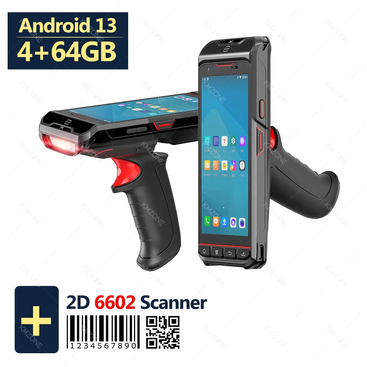 Android 13 PDA mit Griff 4G 64G 2D QR Barcode Scanner Reader Wifi NFC Datensammler Robustes PDA-Terminal für Lagerscan