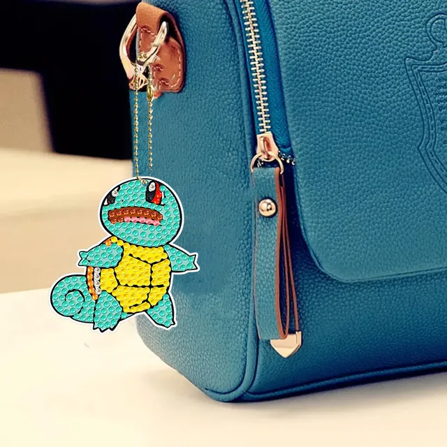 6-12Pcs Pokémon DIY Diamond Painting Keychains Cute Pikachu Rhinestones Art Mosaic Keyring Women Bag Pendant Decor Craft Gift 4
