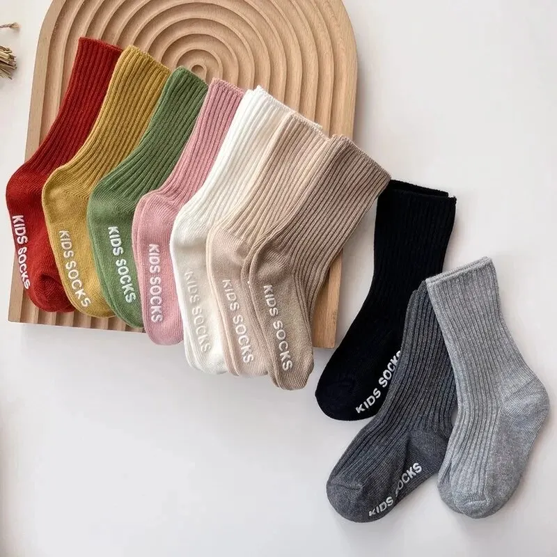 Baby Socks 3Pairs/Lot Boys Girls Cotton Stripe Soft Non-Slip Rubber Grips Floor For 0-3 Years