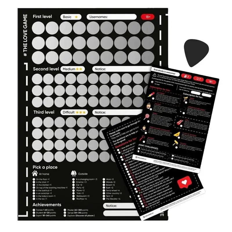 

100 Date Ideas Scratches Off Poster Adventure Challenge Couple Gift Bucket List Couples Games Bedroom Scratch Off Poster