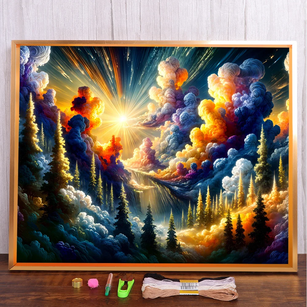 Landschaft Dark Cloud Kreuzstich Komplettset DIY Stickerei Nähen Malerei Handwerk Stricken Geschenk für Erwachsene Großhandel