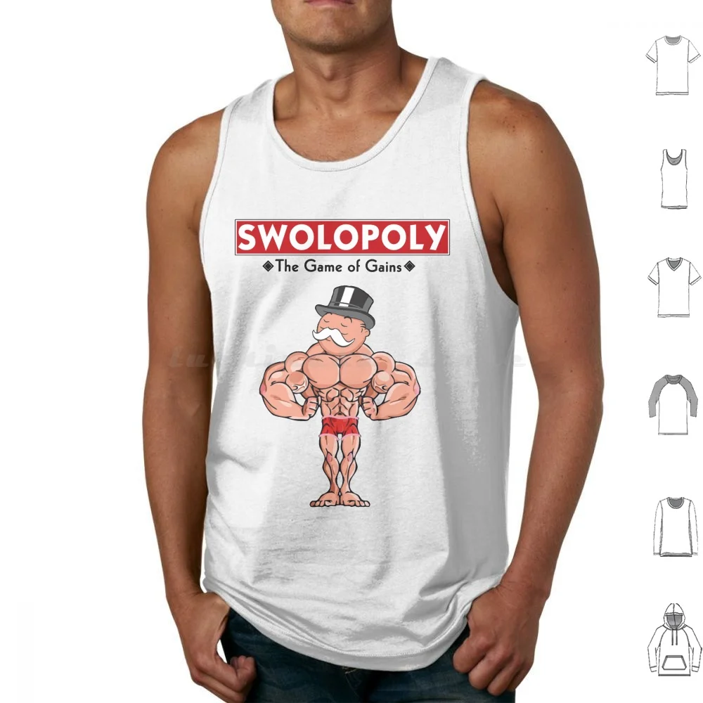 Swolopoly: Il Gioco Di Guadagno Canotte Stampa Cotone Palestra Sollevamento Pesi Bro Pesi Liberi Allenamento Powerlifting Palestra