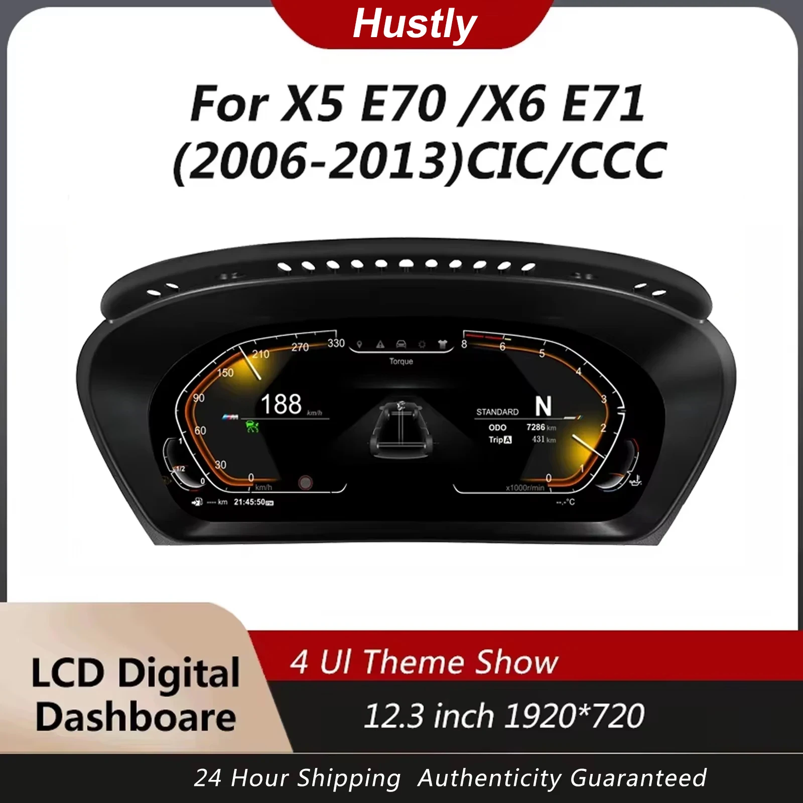 디지털 계기판 BMW X5 E70 X6 E71 (2006-2013) CCC CIC 속도계 12.3인치 HD 화면 1920*720/2초 빠른 부팅/플러그앤플레이