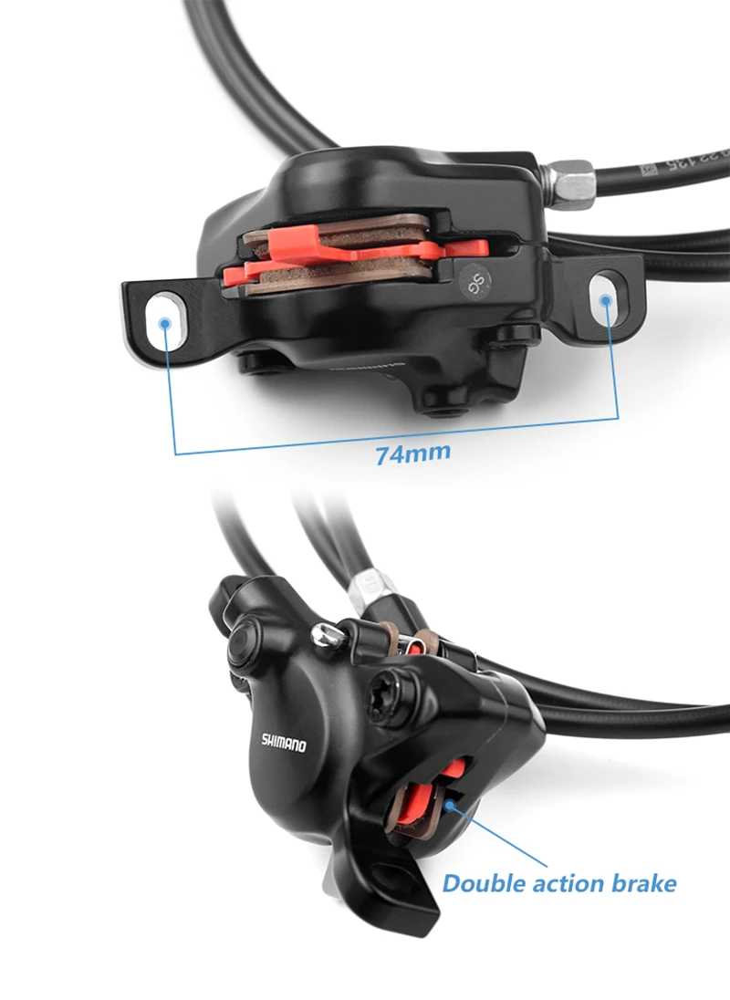 Shimano brake system shown from different angles for detail