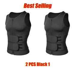 Men's Waist Trainer Sauna Vest - Slimming Fitness Corset and Body Shaper - XXXL (2 PCS Black 1)