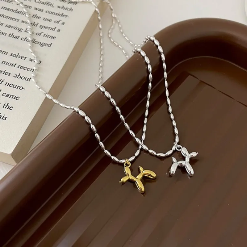 Cute Fashion Balloon Dog Pendant Necklace for Women 2025 New Trend Puppy Dog Necklace Party Jewelry Gifts