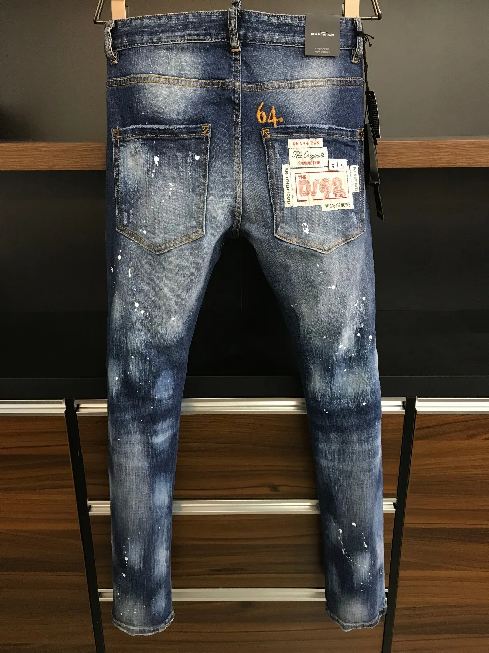 2024 Autumn New D2 Jeans Trendy Men's Washed Feet Pants Simple and Versatile Fashion Wrinkle Slim Fit denim pants Men's