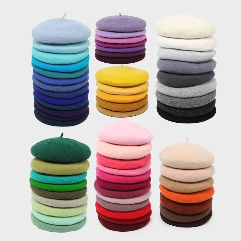 Wool Beret Hat Green Wool Beret Japanese Retro Painter Bud Hat Autum Winter Vintage Keep Warm Cute Casual Women