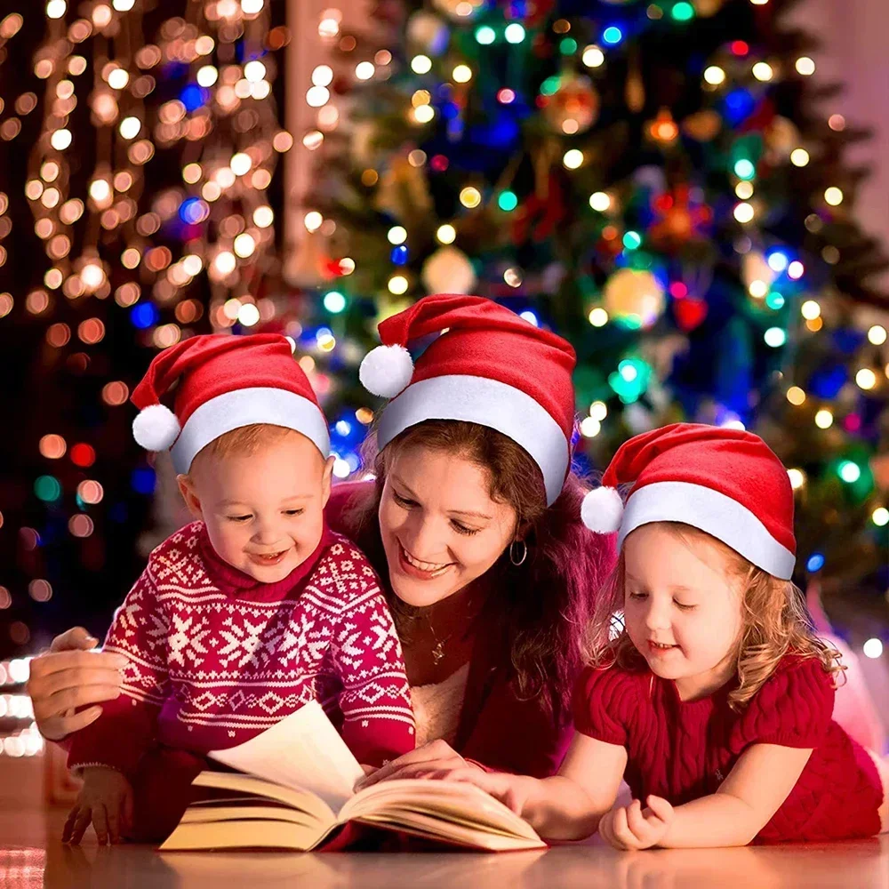 thumbnail image 5 of 20/1 piezas de sombreros de Navidad nuevos para adultos y niños, sombreros de Papá Noel rojos no tejidos, gorros de Navidad para fiesta de Año Nuevo, decoración del hogar, regalos de festival, 5 of 5