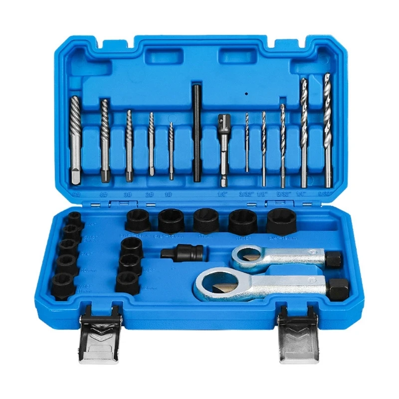 28Pcs Impact Damaged Remover Nut Screw Extractor Socket Removal Tool nut extractor socket impact bolt nut screw remover tool set sleeve set damaged rusty bolt removal tool
