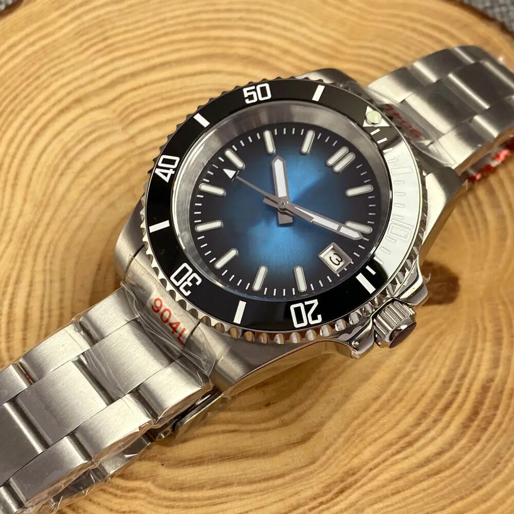 40Mm Diving Tandorio Black Blue Dial Japan Nh35A Pt5000 Orologio Da Uomo Automatico In Acciaio Solido Oyster