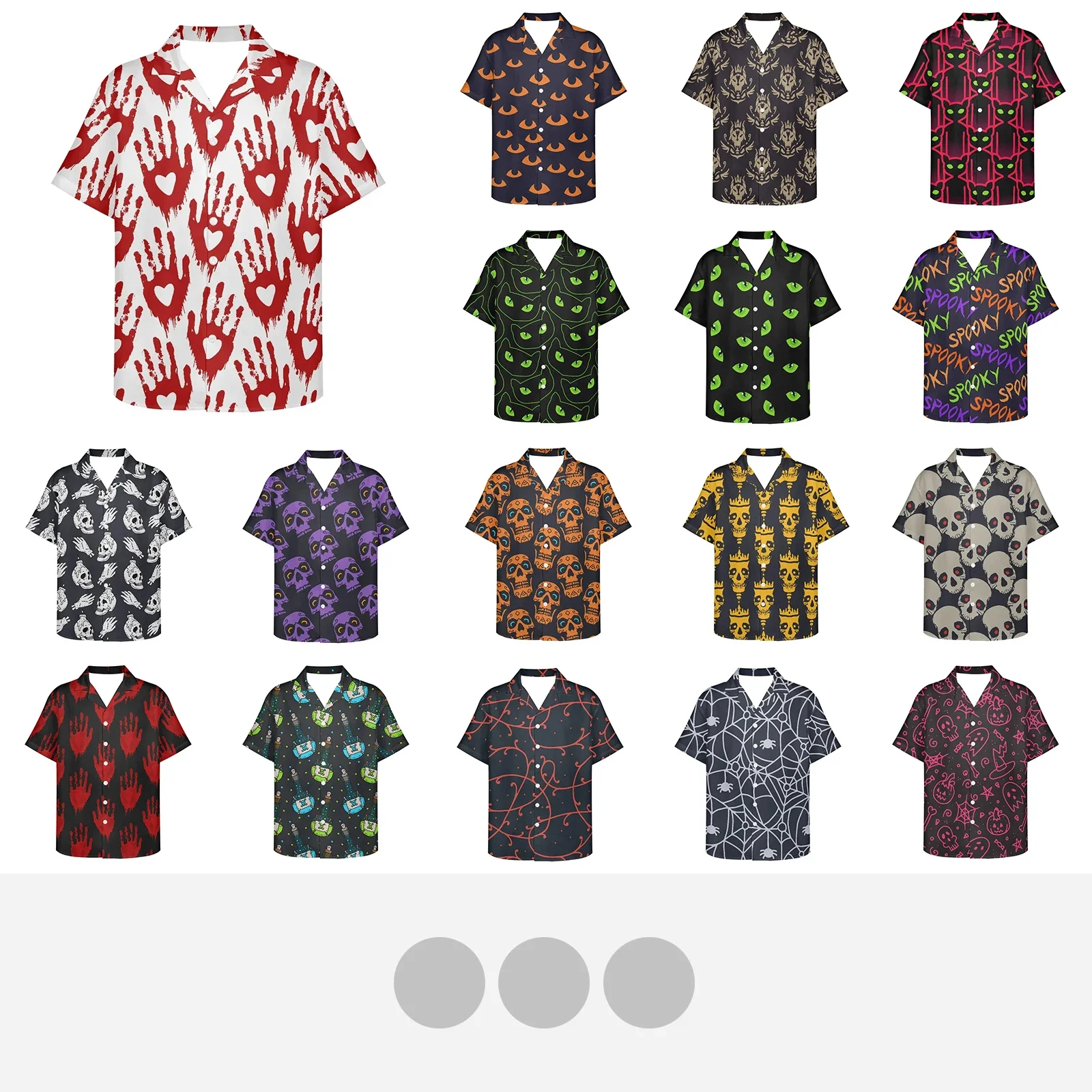 

Halloween Pattern Red Handprint Funny Terrifying Hawaiian Shirt for Men Vintage Camisa 5XL Summer Fashion Hip Hop Short Sleeve