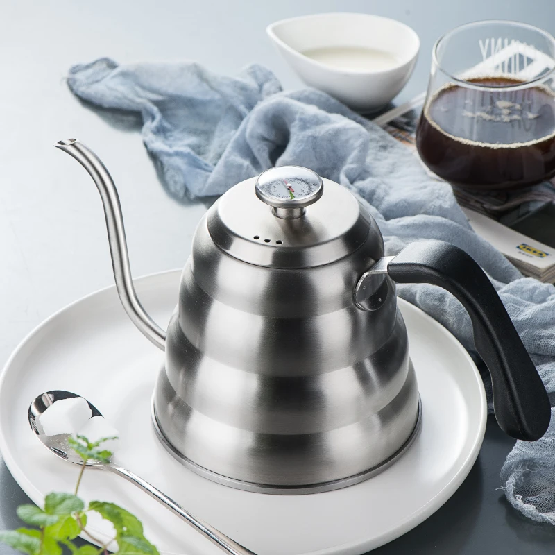 1.2L 1L Coffee Drip Kettle Pot with Thermometer Pour Over Coffee Tea Pot Stainless Steel Drip Kettle For Home Office Cafetera coffee maker coffee pot coffee kettle pour over coffee maker coffee server