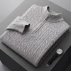 Plus Size 4XL Cashmere Sweaters Men Jumpers Standing Neck Half Height Zipper Long Sleeve Pullovers Fit Male Woolen Knit Jumpers 4