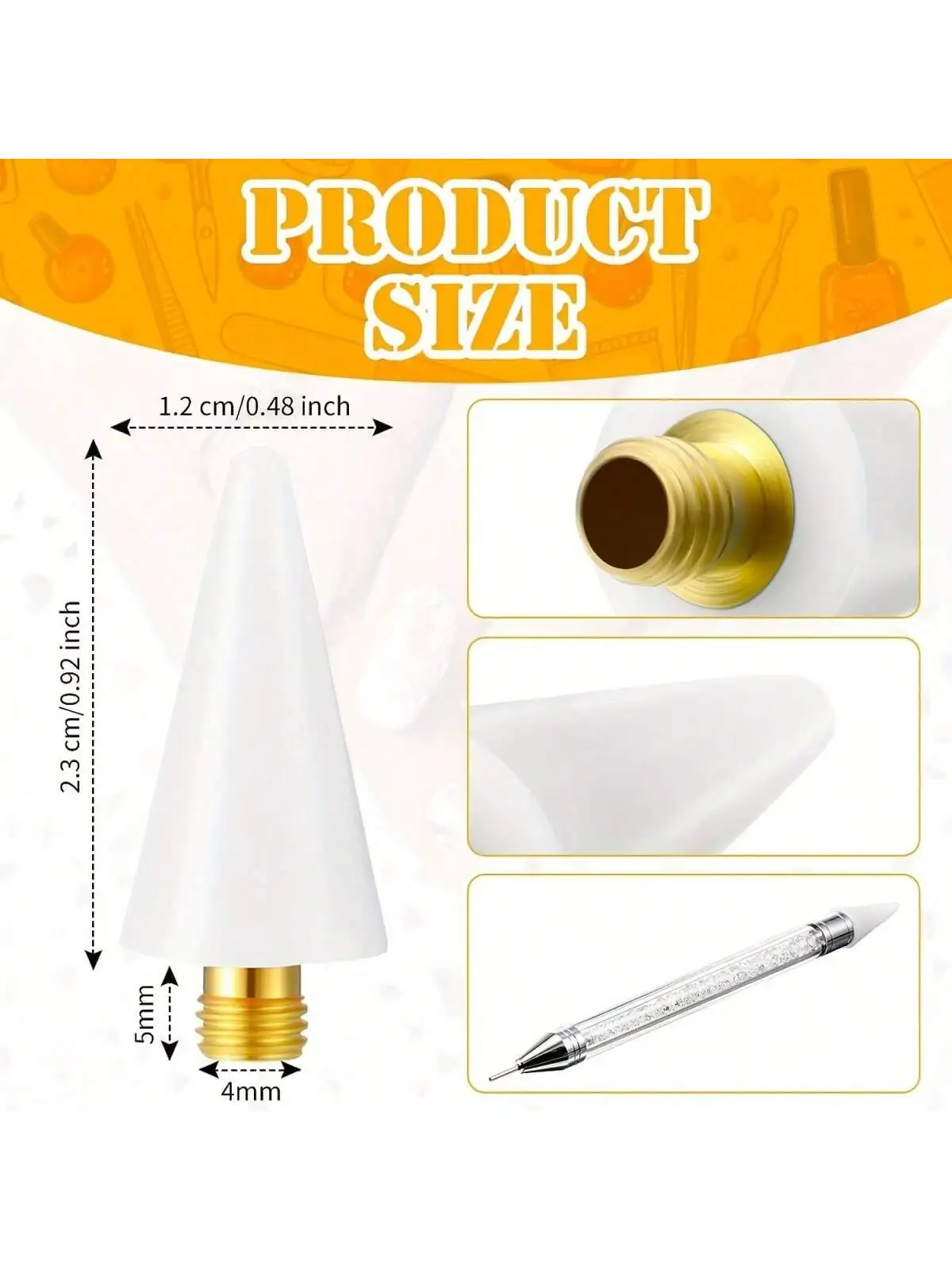 12pcs Wax Replacement Tip Nail Rhinestones Picker With Nail Point Pen For Selecting Nail Gem Jewelry, Replacement Wax Accessorie 2