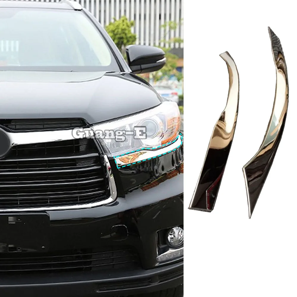 

Car Body Styling Head Front Eyebrow Trim Light Lamp Frame Stick Molding ABS Chrome 2pcs For Toyota Highlander 2015 2016 2017