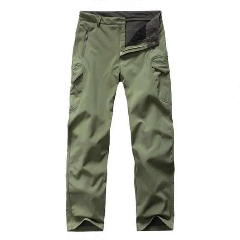 Mens Fleece Warm Casual Pants Military Tactical Camouflage Pant Shark Skin Softshell Waterproof Trousers Outdoor Hiking Pants 6