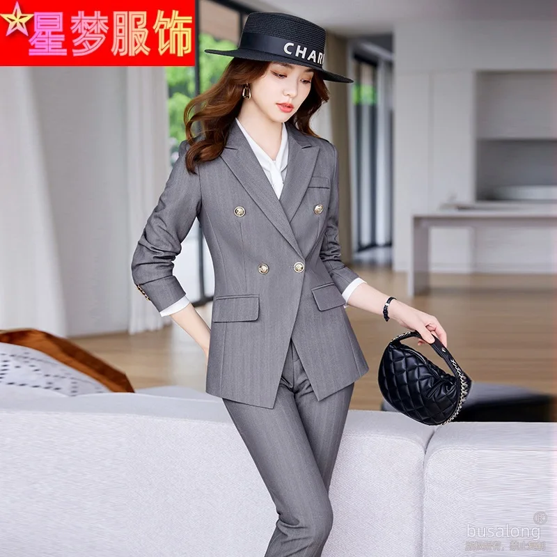 

Gray Suit Business Suit Women's Autumn New Graceful and Fashionable Business White Collar Commuter Formal Wear Slim-Fitting Work