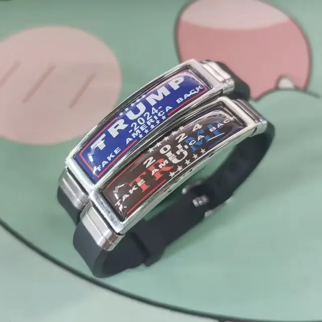 Adjustable Trump 2024 Bracelet Jewelry Epoxy Stainless Steel Silicone Bracelets For Women Men 3