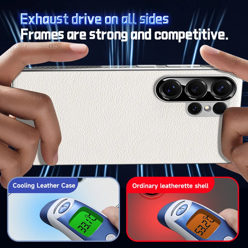 MagSafe Magnetic PU Leather Heat Dissipation Phone Case with Wireless Charging Cover