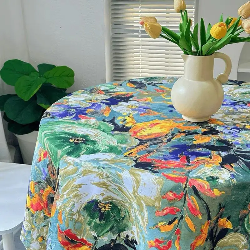 

Oil Painting Table Cover Spring Flowers Retro NonSlip waterproof Modern Style Coffee Table Decorations For Home Cafe Restaurant