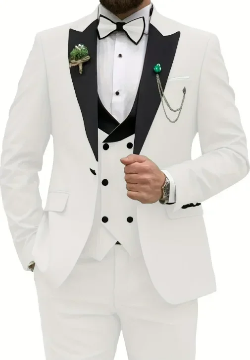 Casual Business Men's Suit Three-piece Bridegroom Best Man Wedding Banquet Dress Costume Homme Trajes Elegante Para Hombres mens suits