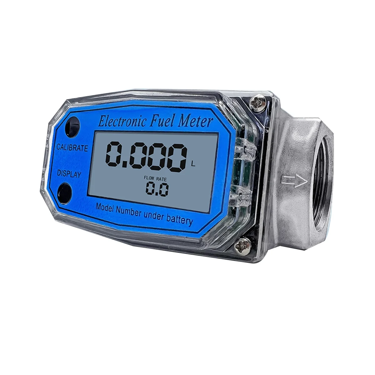 25 Digital Turbine Flow Meter for Measuring Gasoline Water Sea Liquid Flowmeter Blue