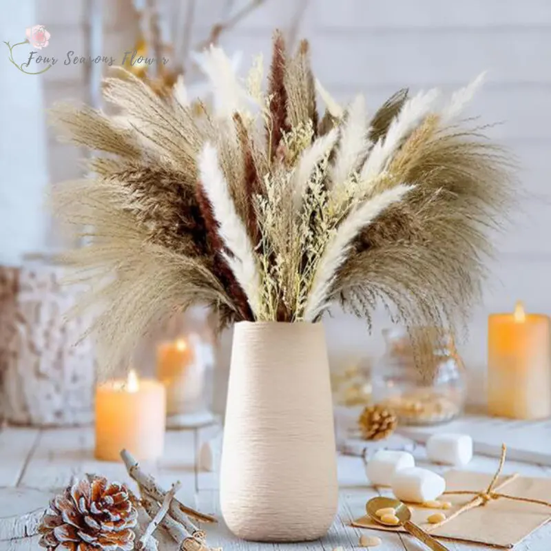 60pcs Dried Florals Eucalyptus Bouquet - Luxury Dried Flower Bouquet | Boho  Dried Flowers For Vase | Small Pampas Grass Decor