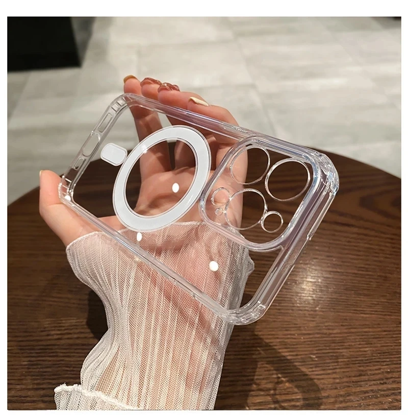 NEUE Luxus-MagSafe-Wireless-Transparent-Ladehülle für iPhone 11, 12, 13, 14, 15, 16, 17, 17, Air Pro Max Plus