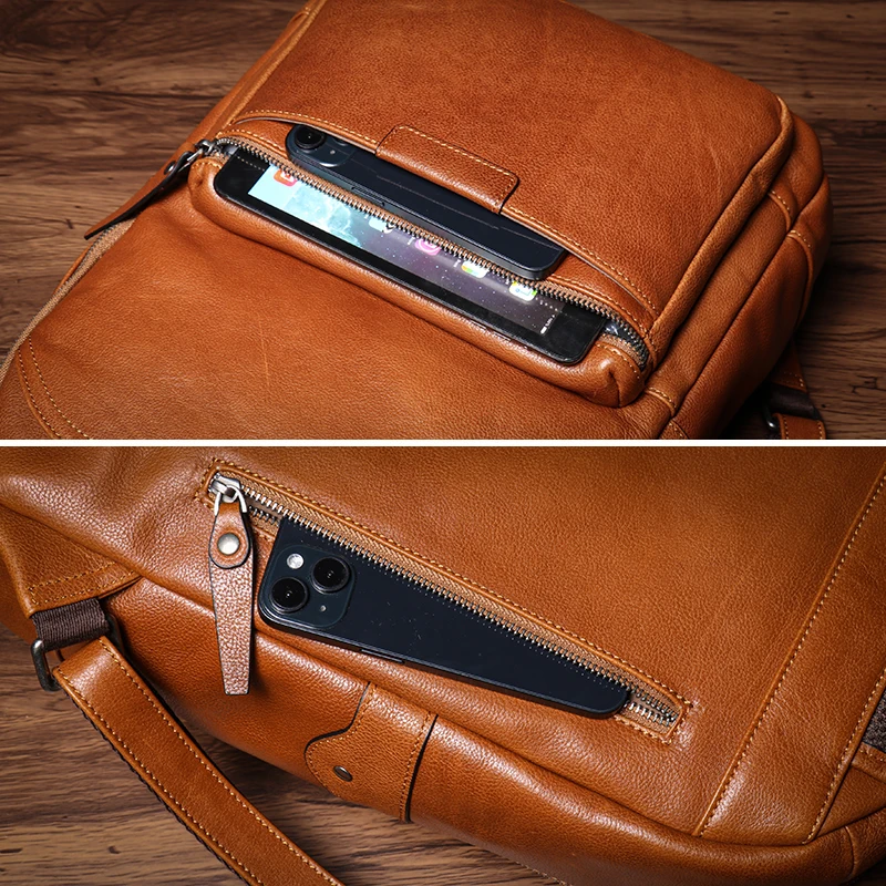 NUKA High Quality Genuin Leather Backpack Men's Retro Weekend Travel Bag Women's Deluxe Natural Cowhide Schoolbag For 16” Laptop - Image 5