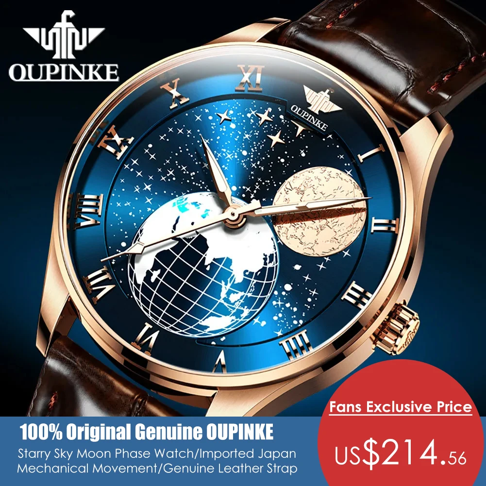 Oupinke Orologio Meccanico Automatico Per Uomo Moon Phas Orologio Da Polso Da Uomo Luxury Brand Sapphire Mirror Moonswatch Relogio Masculino