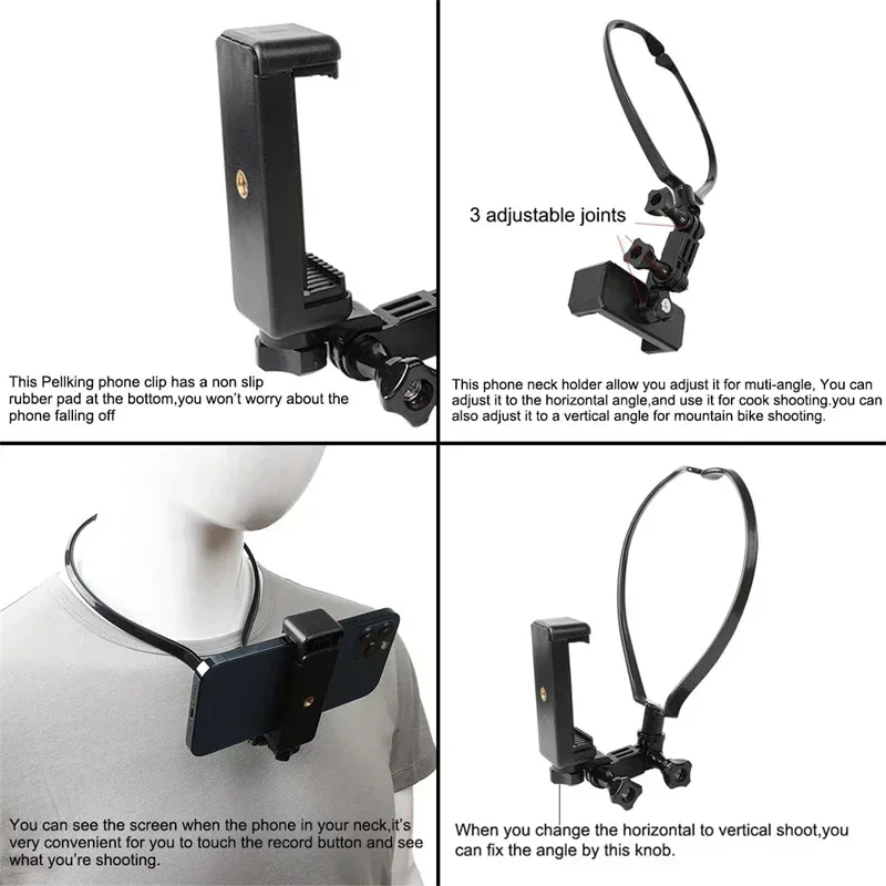 Hands Free Wearable Neck Phone Stand Universal Hanging Tripod for IPhone 15 Pro Max Samsung GoPro Go Pro Selfie Stick Monopod