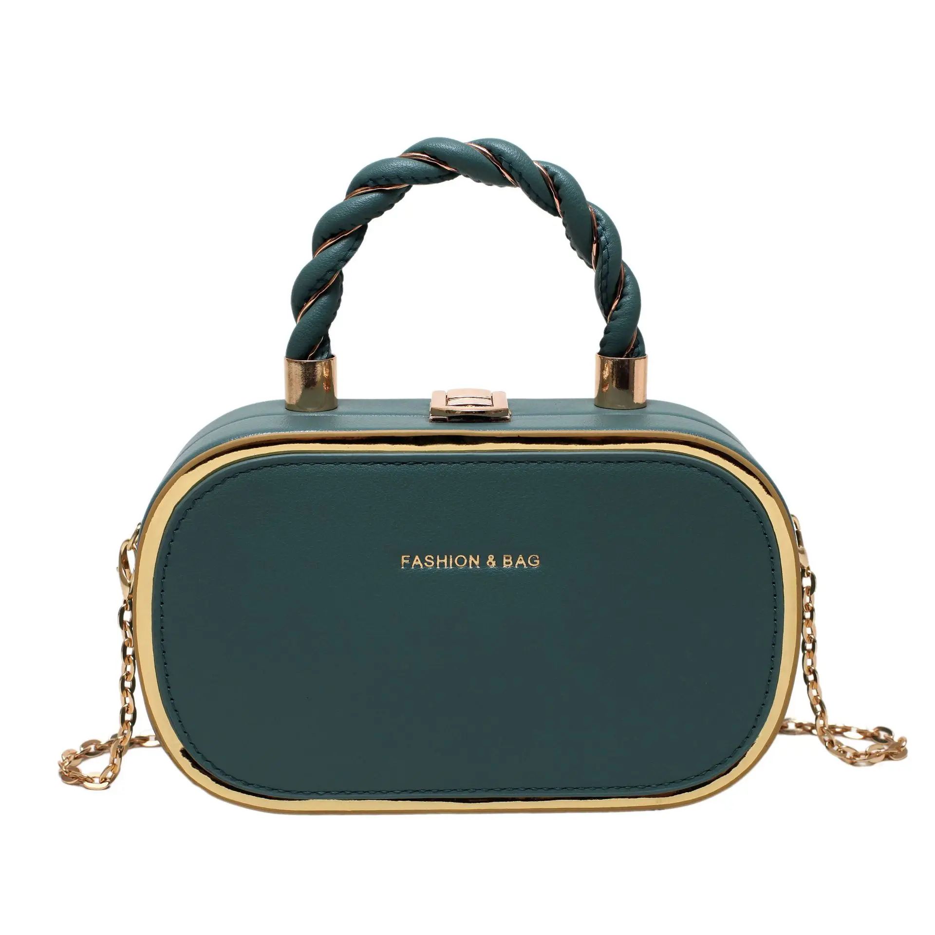 حقيبة فاخرة بسلسلة بيضاوية 100 حقيبة للفتيات ، حقي...