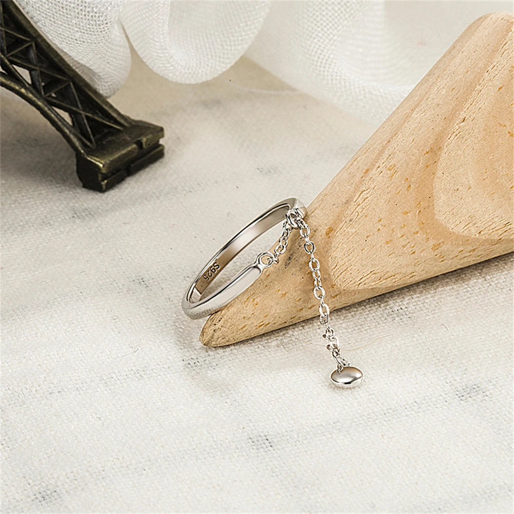 Bague chaîne argenté réglable style minimaliste élégant_voghion.com