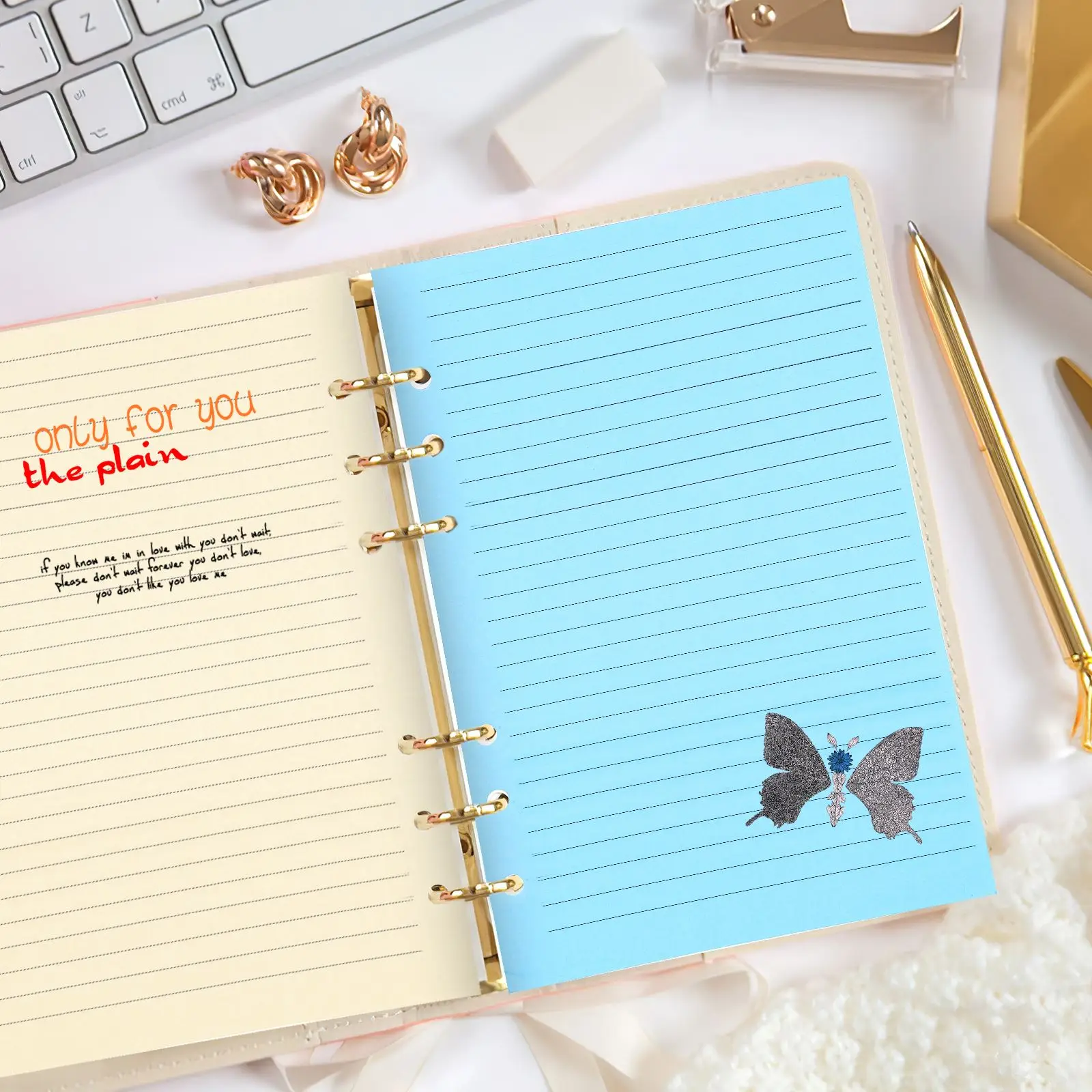 50sheets A5 Loose-leaf Colorful Paper Refill Inner Page Line Inner Page Inside Paper Stationery Filler Refills 6 Holes notebook refill paper refill binder
