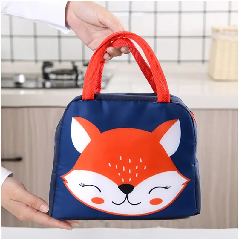 Fox Cartoon Lunch Bag Portable Insulated Thermal Picnic Supplies Bags Cute Animal Element Supplies