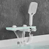 Bathtub Shower Faucet Set Brass Bathroom Bathtub Mixer Taps Wall Mounted Hot and Cold Shower Faucet White/Chrome Bathtub Tap 1