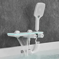 Bathtub Shower Faucet Set Brass Bathroom Bathtub Mixer Taps Wall Mounted Hot and Cold Shower Faucet White/Chrome Bathtub Tap 1